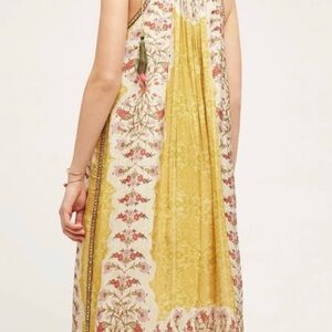 Anthropologie Floral Soleil Swing Dress by Bhanuni NWOT Size large yellow beads